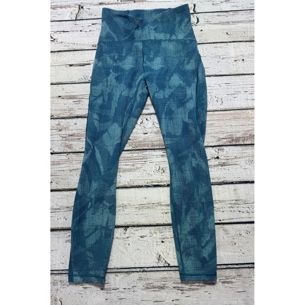 Lululemon Leggings Womens 8 Train Times Pant 25 Illusion Tidal Teal Bermuda Teal